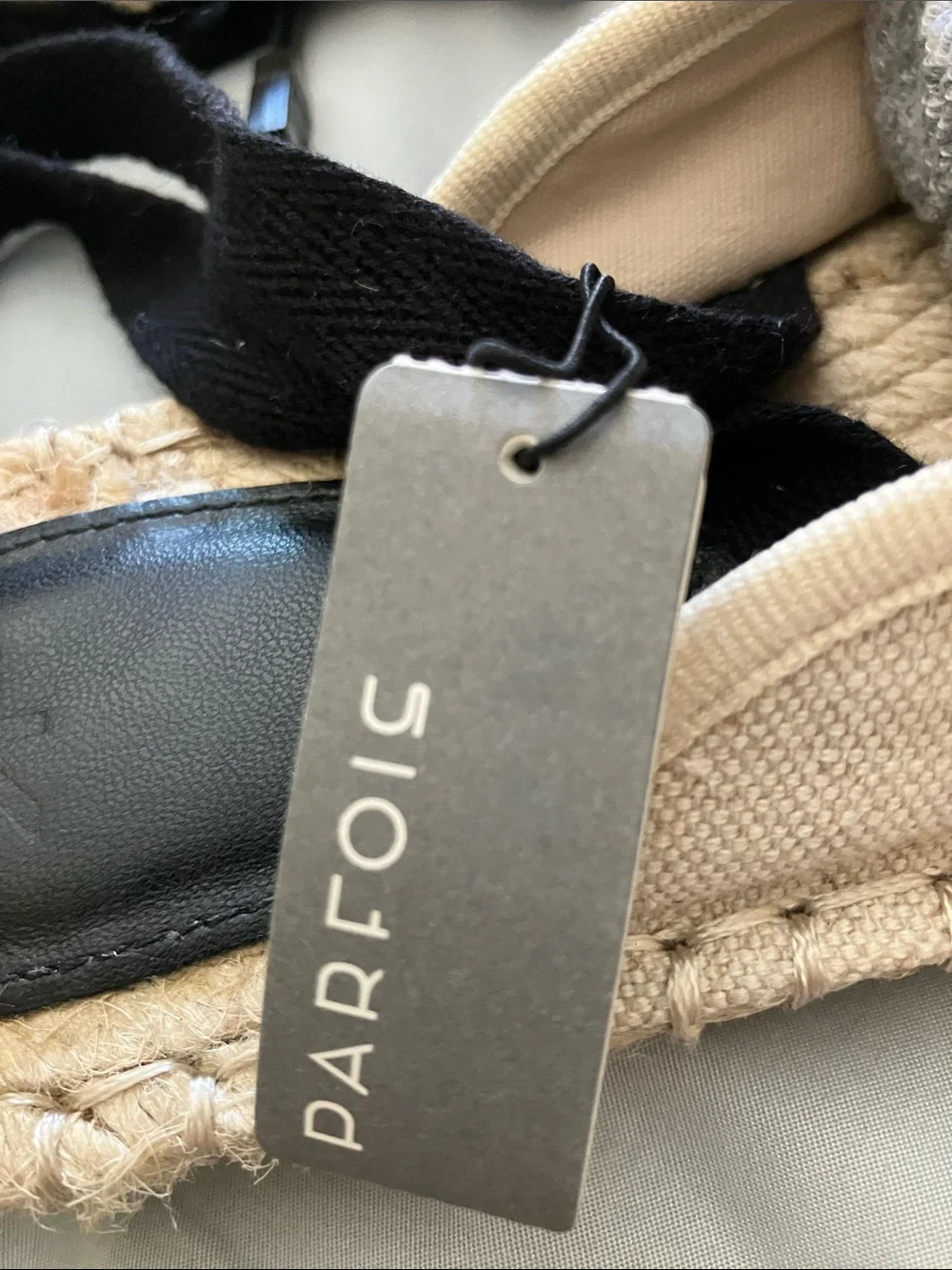Parfois - beige and Black Espadrille Lace-Up Flats